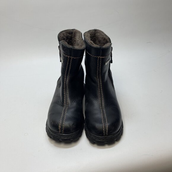 Pajar Black Utility Leather Chunky Boots Wom 7 US Warm Genuine Shearling Lining - Picture 5 of 15